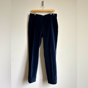 Indigo velvet dress pants by Carolina Herrera